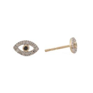 DIAMOND GUILD Gold Made In India 14kt Gold Diamond And Sapphire Stud Earrings